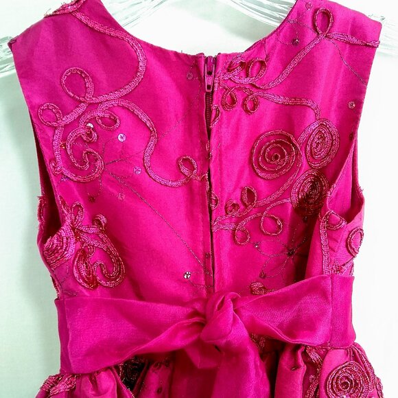 Rare; Too! Pink Sequin Girls Sleeveless Lined Sundress with Zipper Back Size 4 - Picture 4 of 8